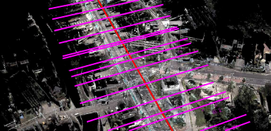 【点群上に縦横断ラインを示した検討図】