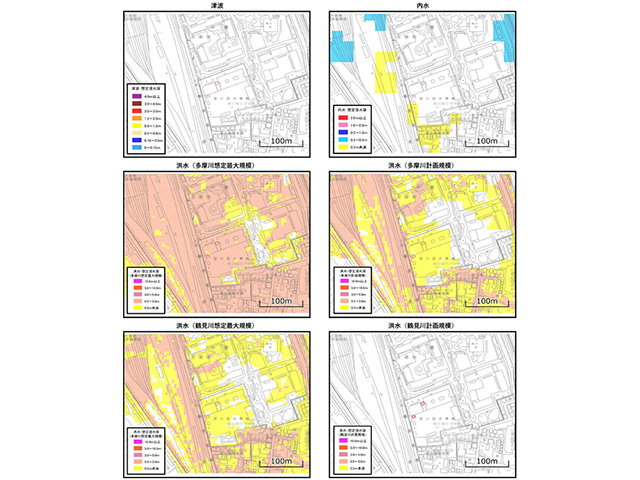 設備位置とハザードマップの重ね合わせ